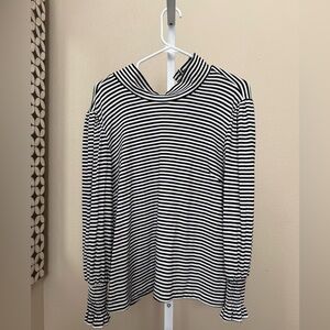 Buru knit long sleeve mod top black and white stripe size XS
